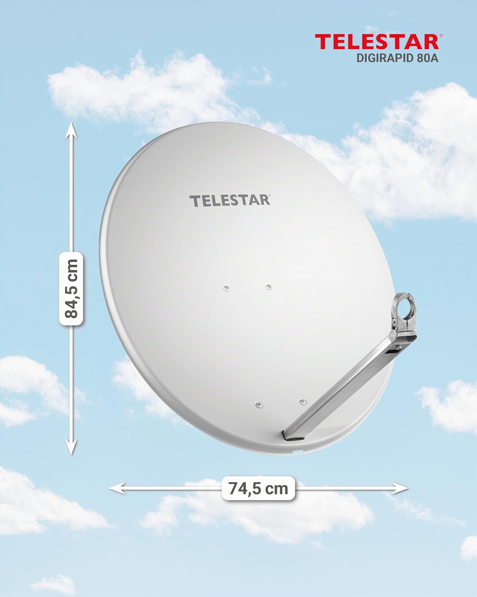 TELESTAR DIGIRAPID 80 A V2 – Antenne parabolique 80 cm, alu – Gris Clair