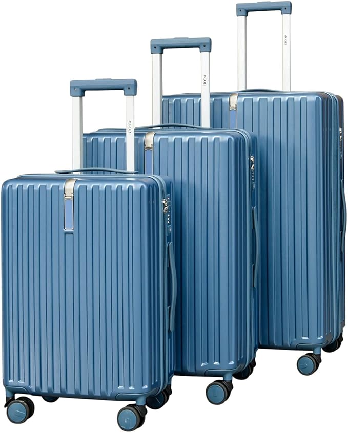 review MGOB Luggage Sets Expandable PC Hard Shell Suitcase Durable Lightweight with TSA Lock and Spinner Wheels(3 Piece Luggage Set, Blue)