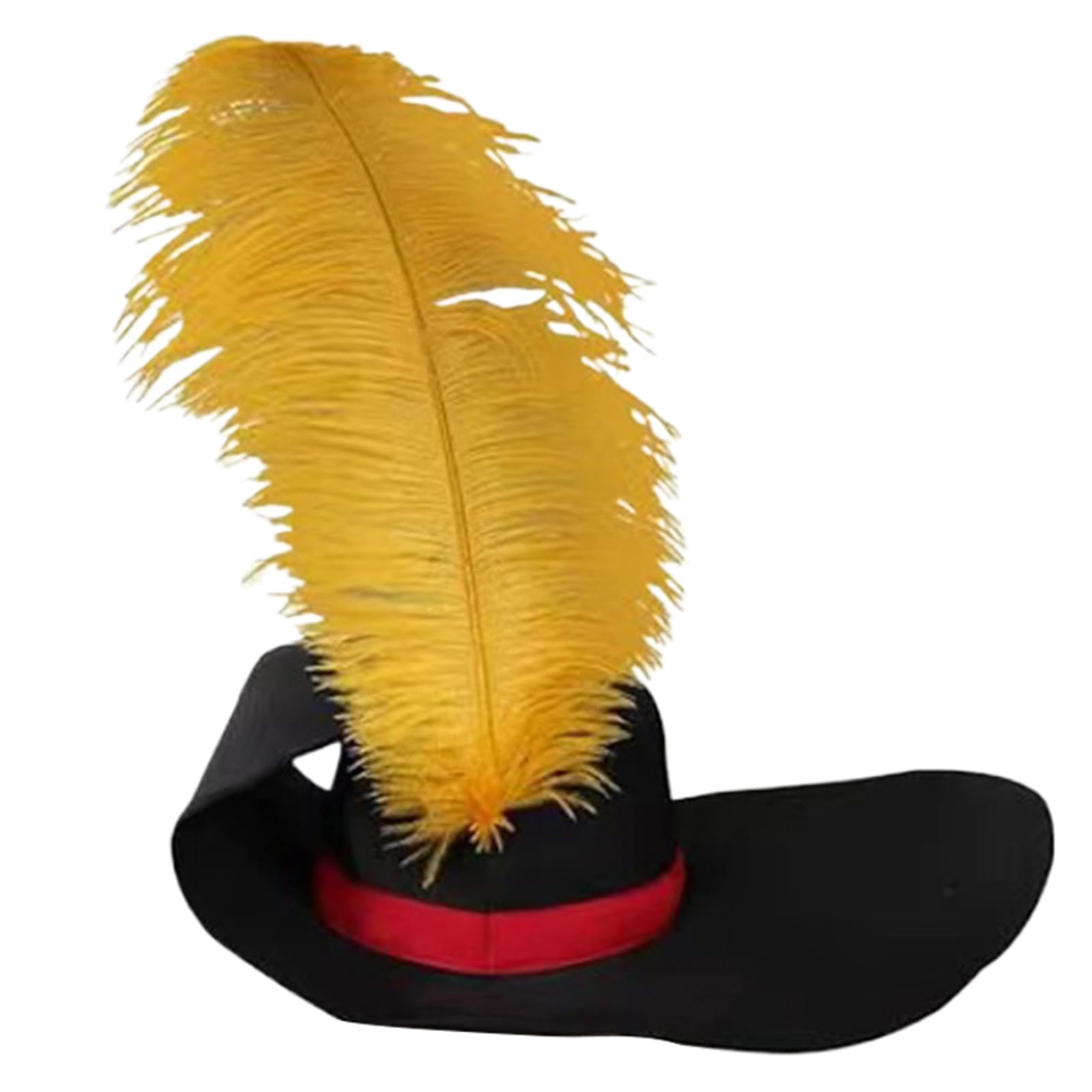 NVOQILIN Elegant Black Festive Party Hat Soft with Yellow Feather for Holiday Caroler Unisex Black Christmas Hat