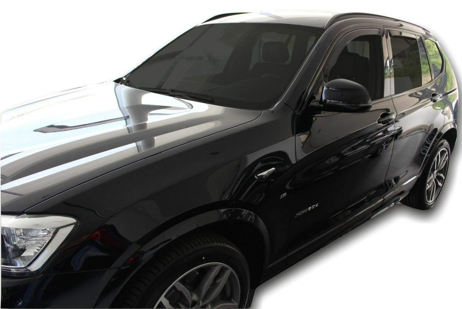 J&J AUTOMOTIVE Deflettori d'Aria per BMW X3 F25 2010-2017, Set da 4 Pezzi, Nero Fumé Oscurato Heko
