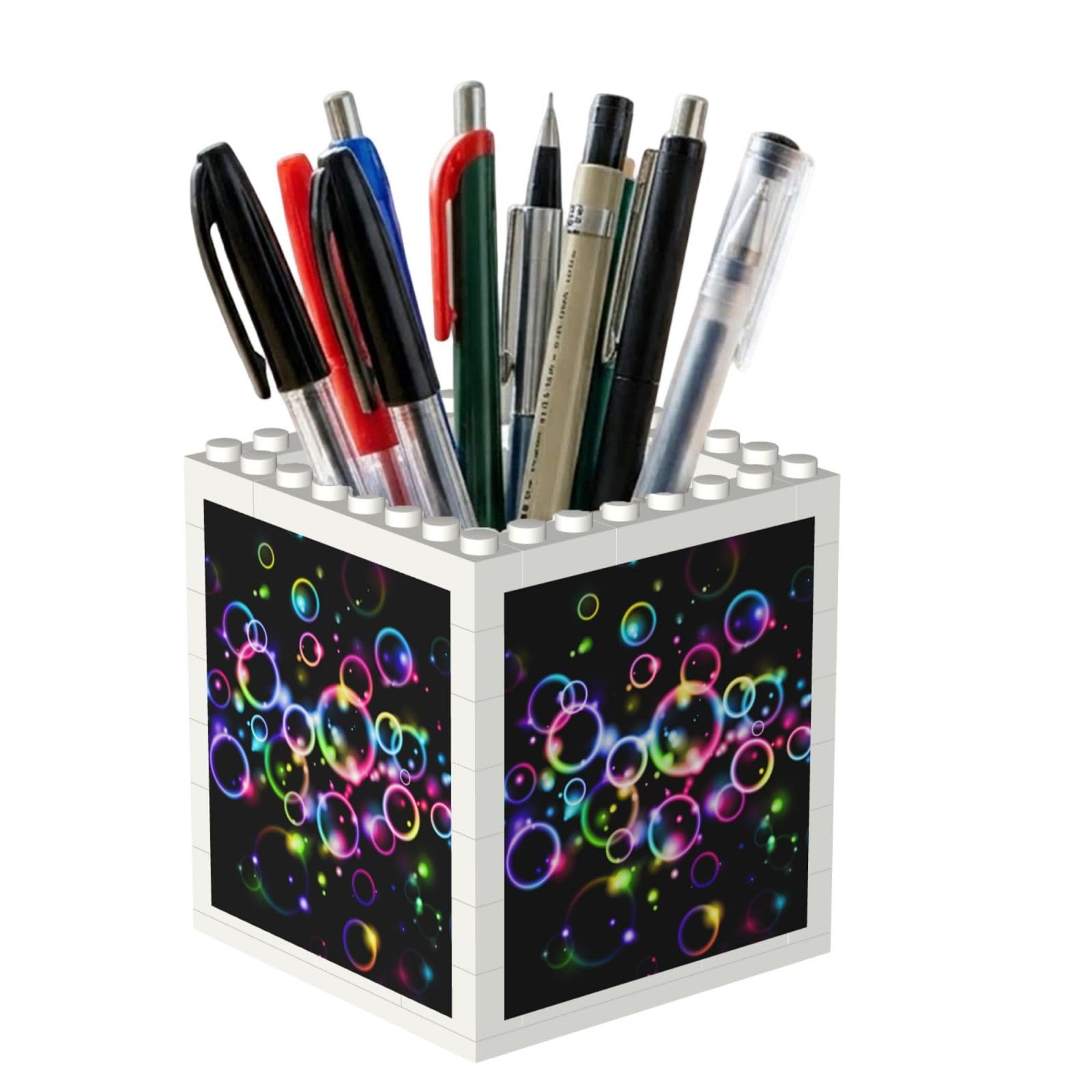 Poadnly Rainbow Bubbles, Pen Pot Pencil Holder for Office Home School, Compact Desk Organiser for Office Stationery