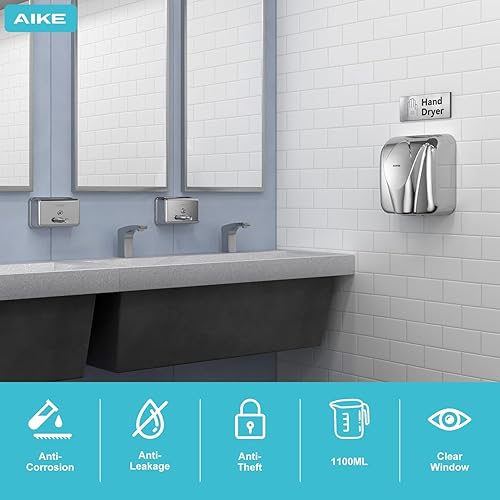 Miniatura 6 de AIKE Dispensador de jabón comercial AK1005 - Capacidad de 37 onzas, montaje en superficie de acero inoxidable pulido