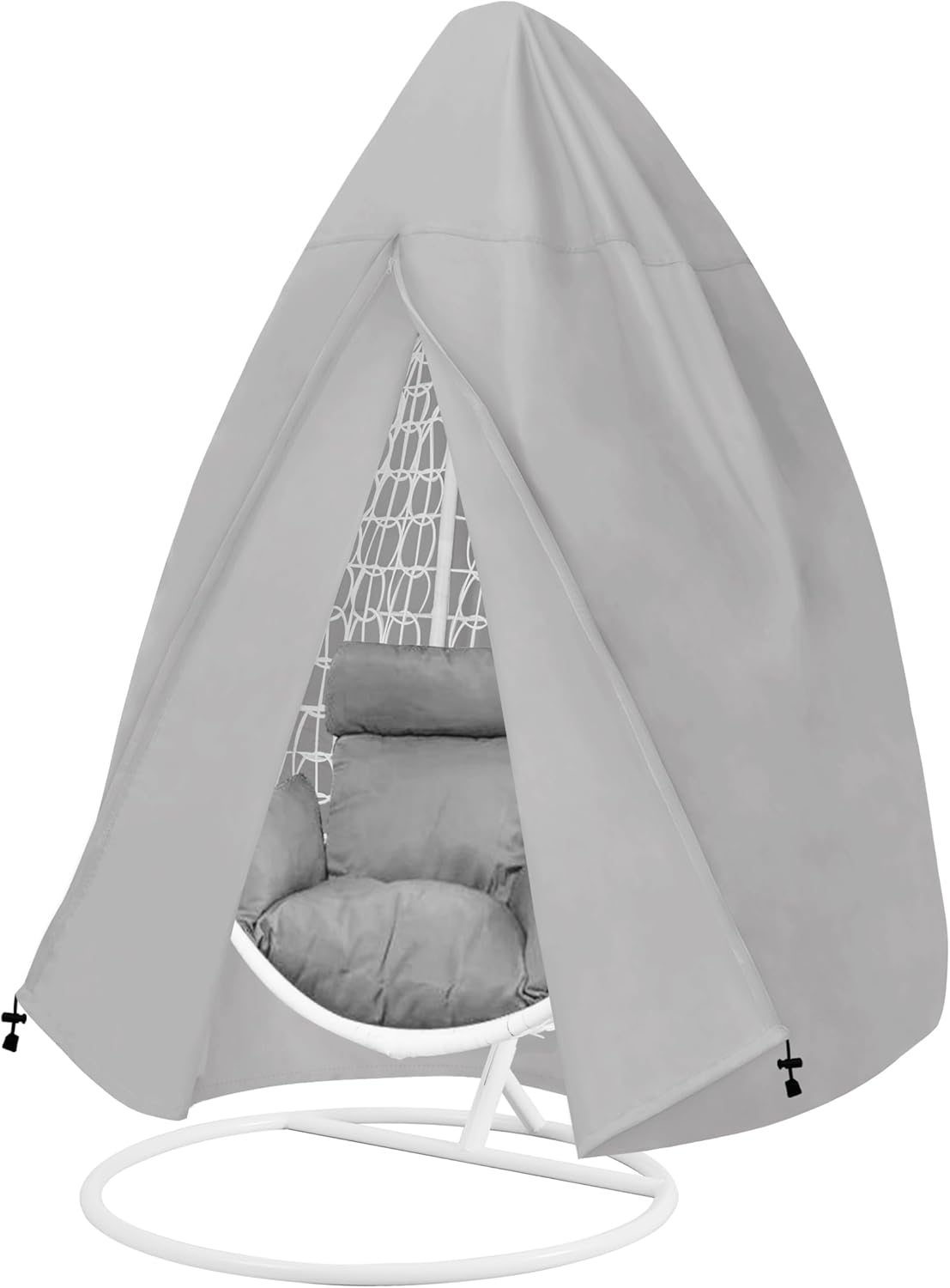 Easy-Going Patio Hanging Egg Chair Cover, UV Resistant Waterproof Outdoor Double Seat Swing Chair Cover with Zipper, Black