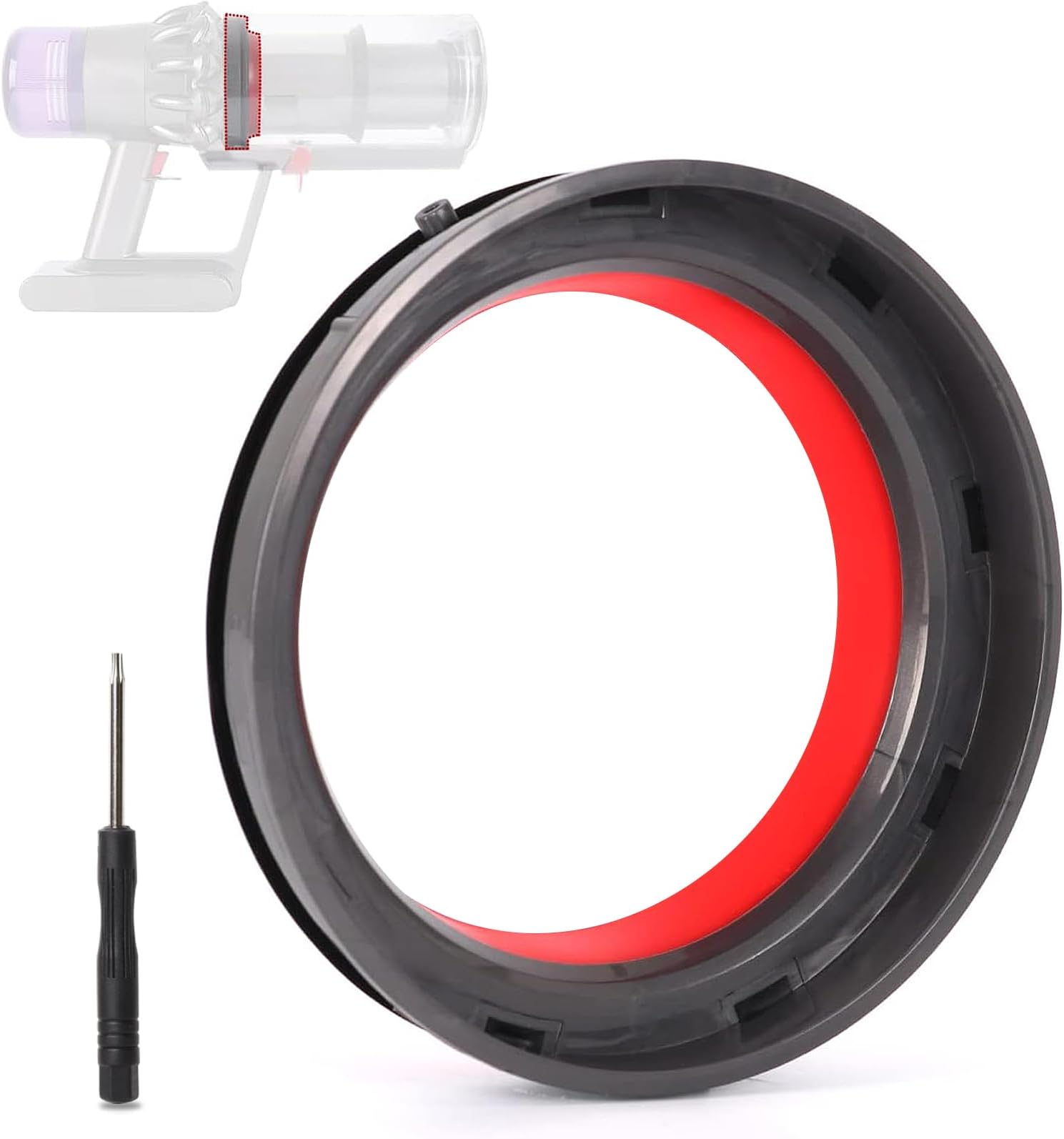 Dust Bin Top Fixing Sealing Ring, Compatible with Dyson V11, V15, SV14, SV15, SV22 Vacuum Cleaners, Dyson Vacuum Replacement Part, Includes Screwdriver