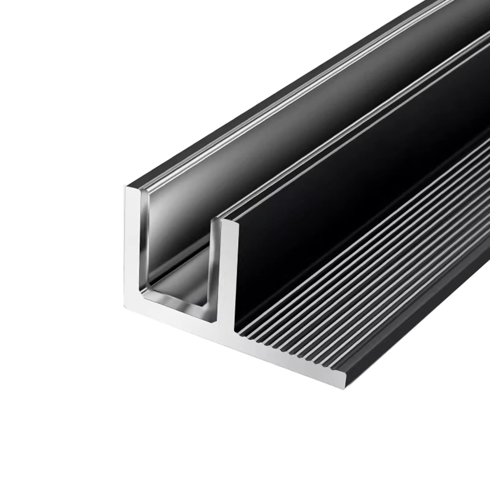 Rail profilé F-PE avec garniture intégrée pour verre 8 à 12 mm