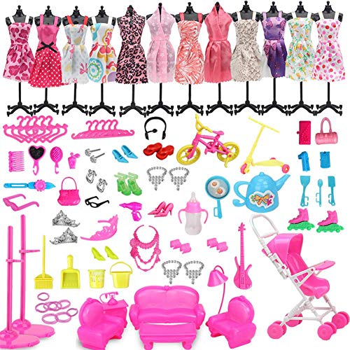 Preisvergleich Produktbild 108PCS Puppenzubehör - Kinderspielhaus Puppenzubehör Spielzeug Modisches, Langlebiges Rollenspielset Für Barbie-Puppe