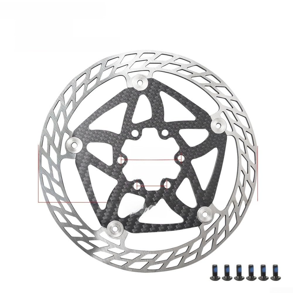 Freno de disco de fibra de carbono para bicicleta de 140 mm, 160 mm, 180 mm, disco de freno flotante de acero inoxidable para bicicleta de carretera de montaña, montaje ultraligero de 6