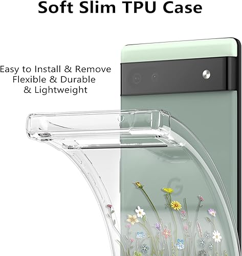 Miniatura 3 de RALEAVO Funda de flores para Google Pixel 7, funda floral transparente delgada y bonita para niñas y mujeres, funda protectora de TPU suave