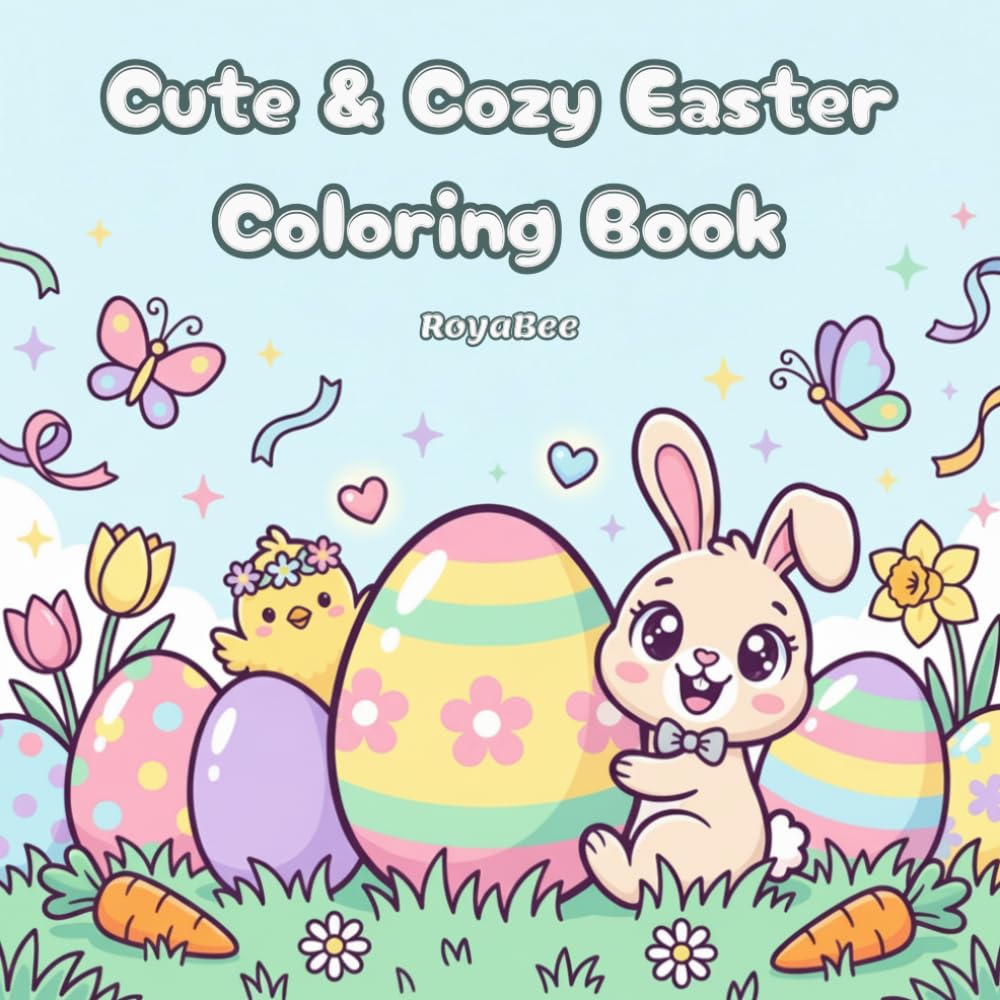 Cute & Cozy Easter Coloring Book: Adorable Bunnies, Chicks, Eggs & Cozy Spring Gardens | Cute & Relaxing Easter Coloring Book for Kids, Teens & Adults