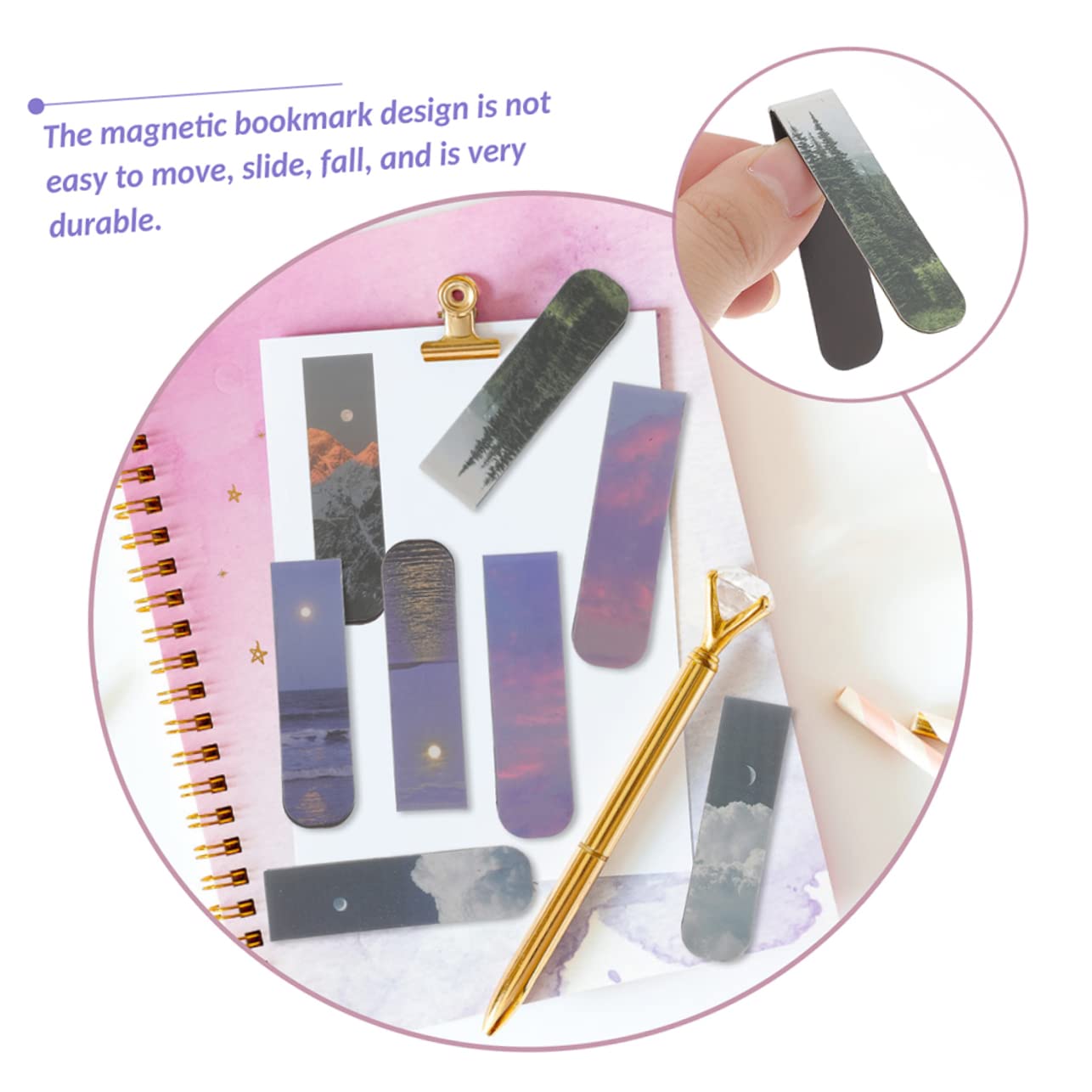 Marcador Magnético De Paisaje Marcapáginas Marcadores De Libros Bookmark Imán Pluma Magnética Pegatina Marcador De Página Clips De Página De Libro Magnético 8 Piezas X 4
