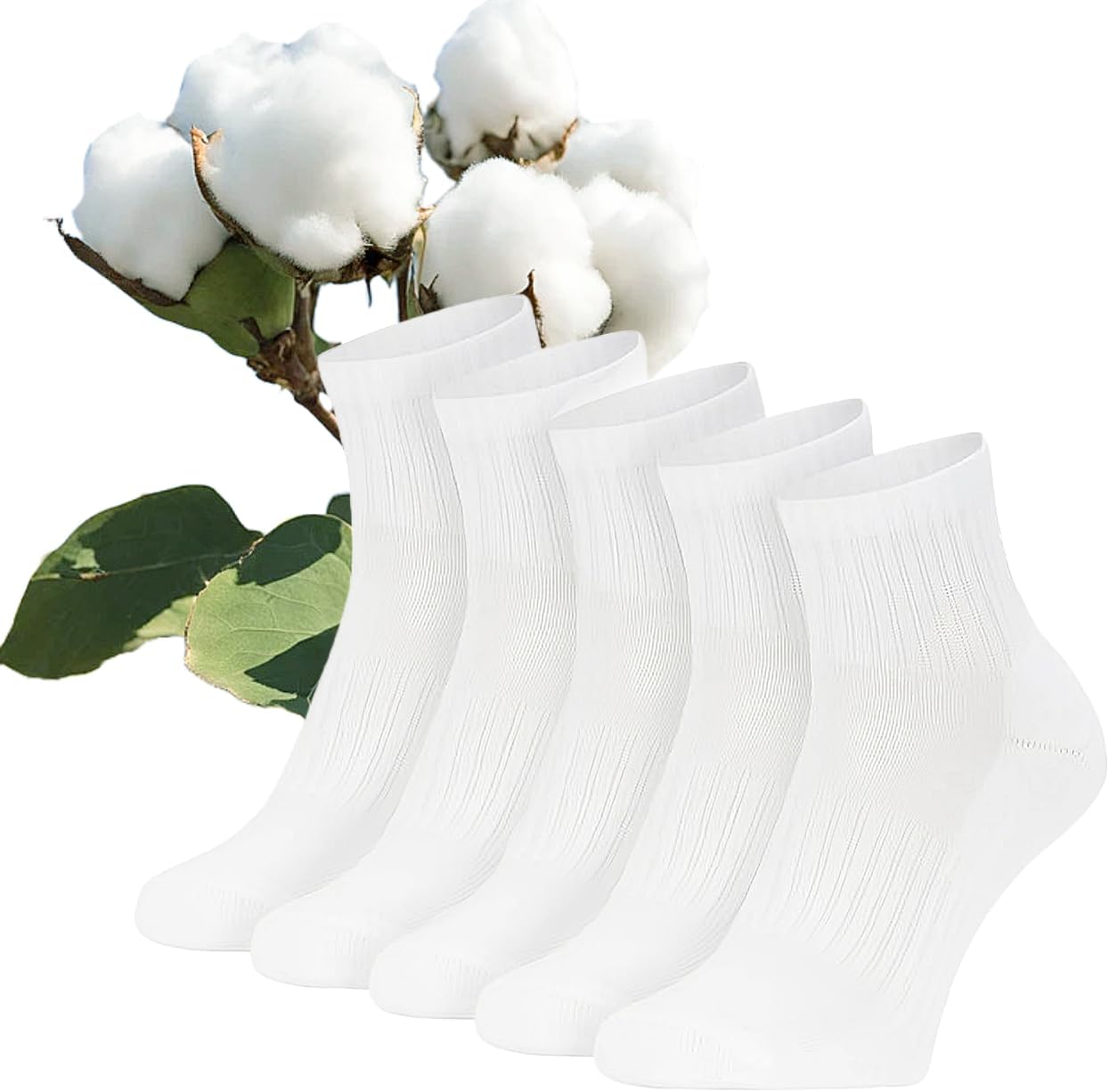 All Cotton Socks (Quarter/Crew, Unisex) Natural Fabric Soft Breathable Organic Cotton Socks