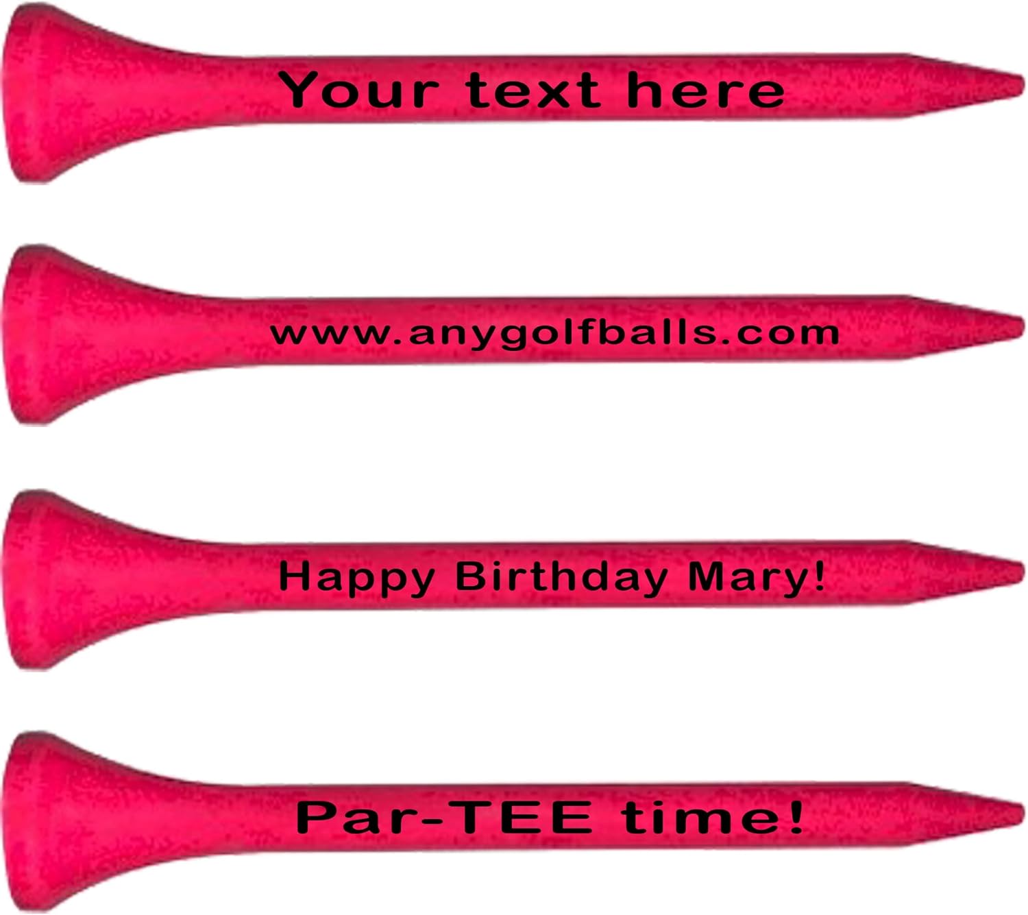 500 Personalized Pink Golf Tees - 2 3/4" Upload Your Own Text at Checkout for a Distinct Tee-Off Experience