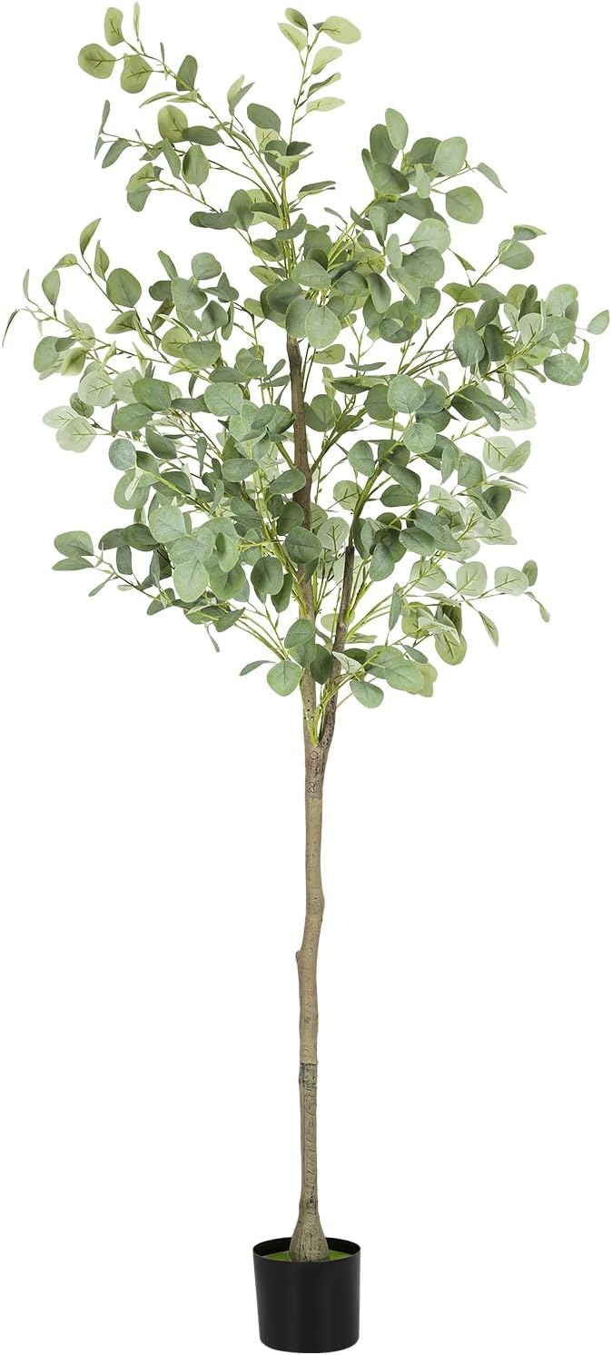 Artificial Eucalyptus Tree,6Ft Tall Fake Potted Tree Silk Faux Eucalyptus Tree with Plastic Nursery Pot, Artificial Plants for Home Office Indoor Decor