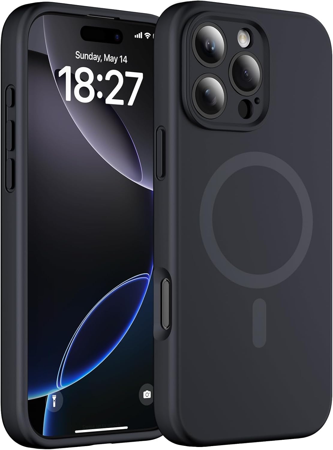 Magnetic for iPhone 16 Pro Max Case, Thicken Silicone, Black