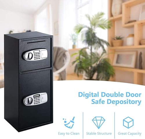 Miniatura 4 de Casart - Caja fuerte de doble puerta, caja fuerte digital con llaves para el hogar y la oficina, caja de seguridad para armas, dinero en efectivo y