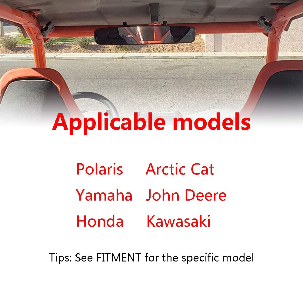 UTV 15â€? Rear View Mirror Convex Mirror with 1.75â€? clamp Replacement for Polaris RZR Ranger 800 XP 1000 Turb Rhino YXZ Arctic Cat Wildcat HDX Pioneer 1000 Kawasaki Mule 600 Gator HPX