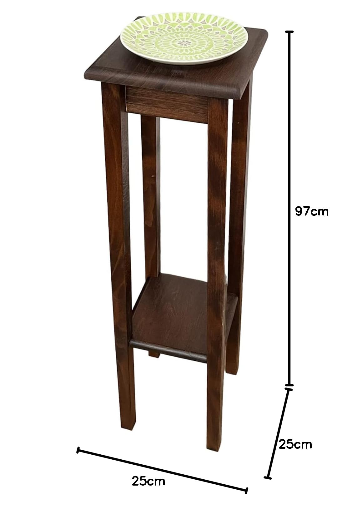 Marvin Colonna In Legno Noce Arredo Casa Ingresso Soggiorno Mobile Portavasi Portatelefono Supporto Ripiani Salvaspazio (97 cm)