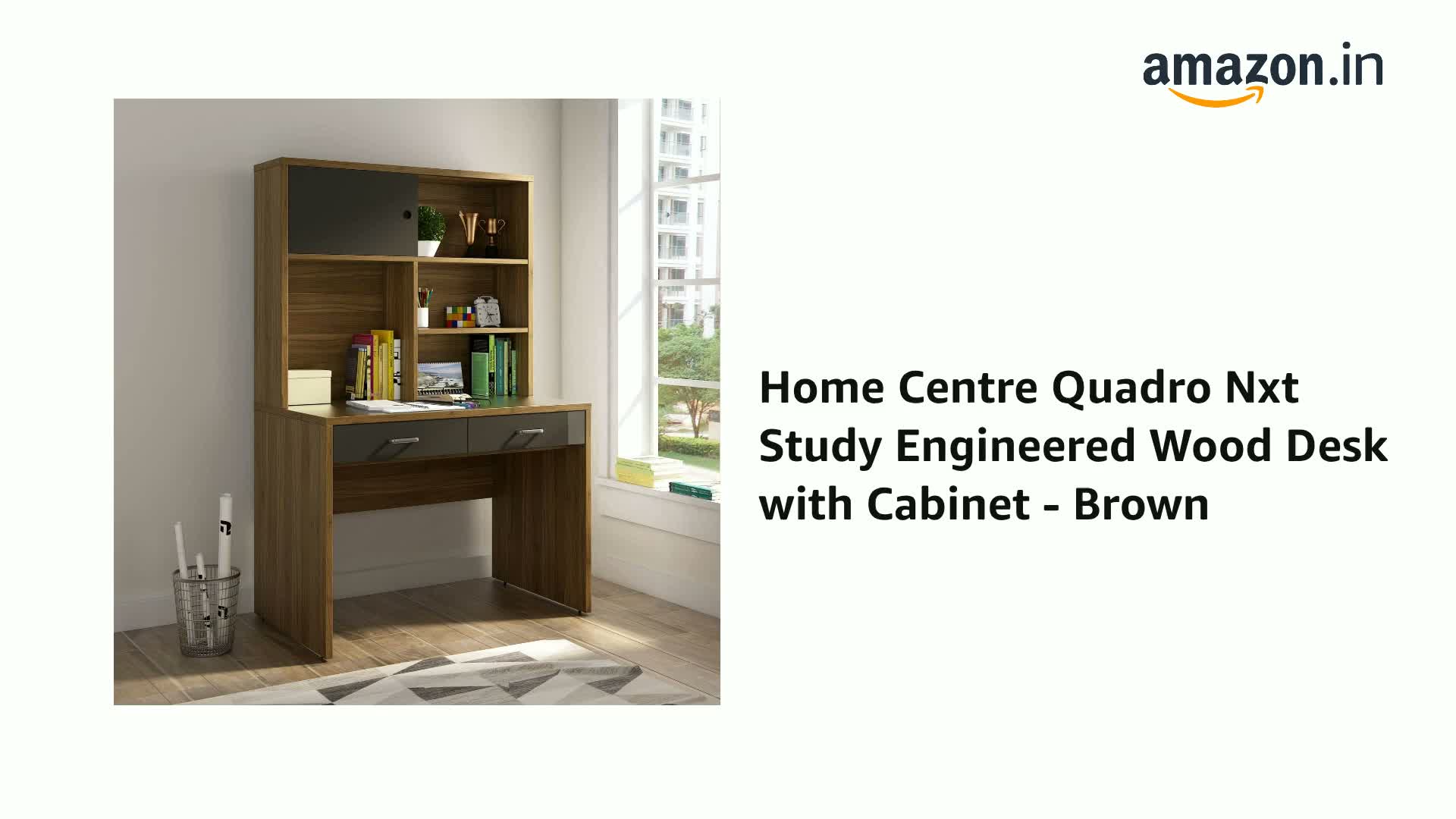 Home Centre Quadro Nxt Study Engineered Wood Desk with Cabinet