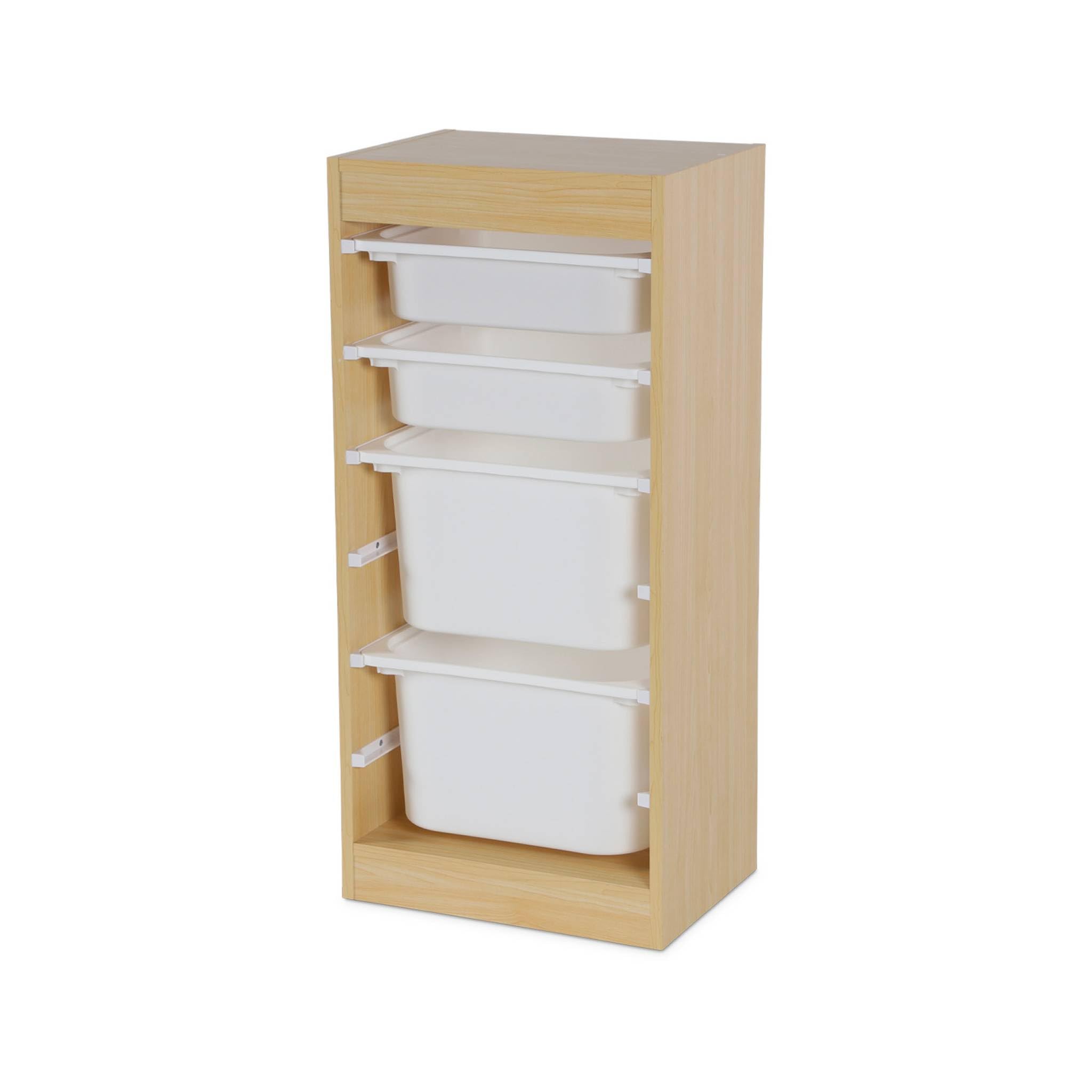 sweeek - Meuble de Rangement Enfant 4 bacs de Rangement. 41.5 x 30 x 89cm (Lot de 2) Naturel