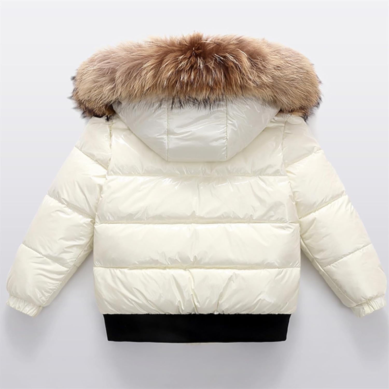 Toddler Puffer Parka Coats Winter Insulated Ski Waterproof Down Jackets Kids Padded Faux-Fur Hood Outwear with