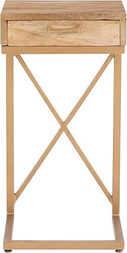 Miniatura 7 de Powell Justine - Mesa con marco de metal en forma de C y cajón de almacenamiento, color dorado y natural