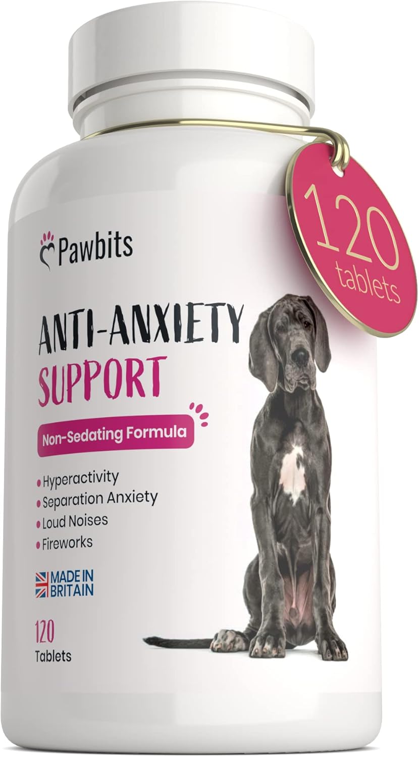 Pawbits 120 Dog Anxiety Tablets Calming Supplement for Stressed