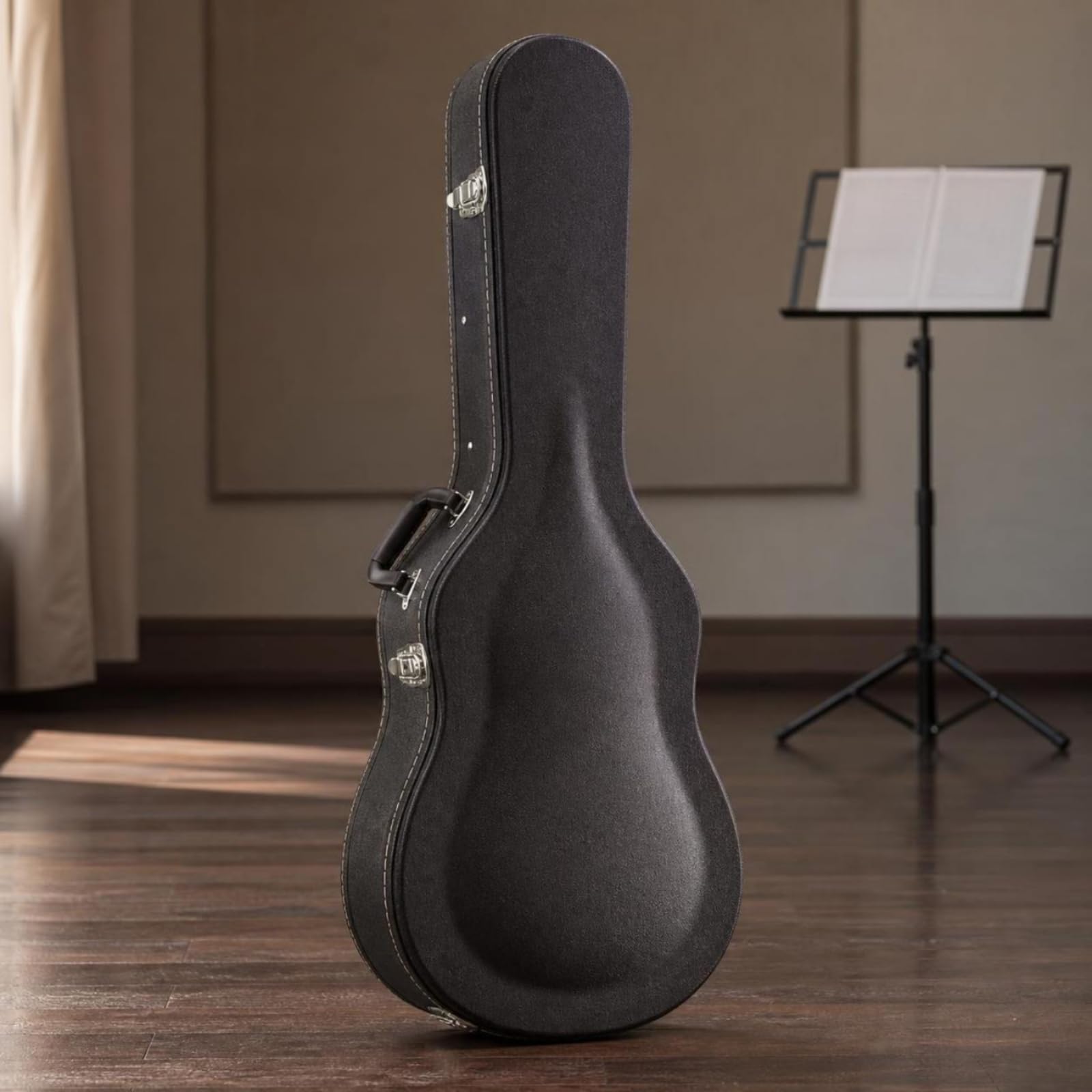TISHITA Custodia Rigida Chitarra Acustica Custodia Custodia per Chitarra Valigia Custodia Sagomata in Legno E PU con Rivestimento Soffice Antiabrasione E