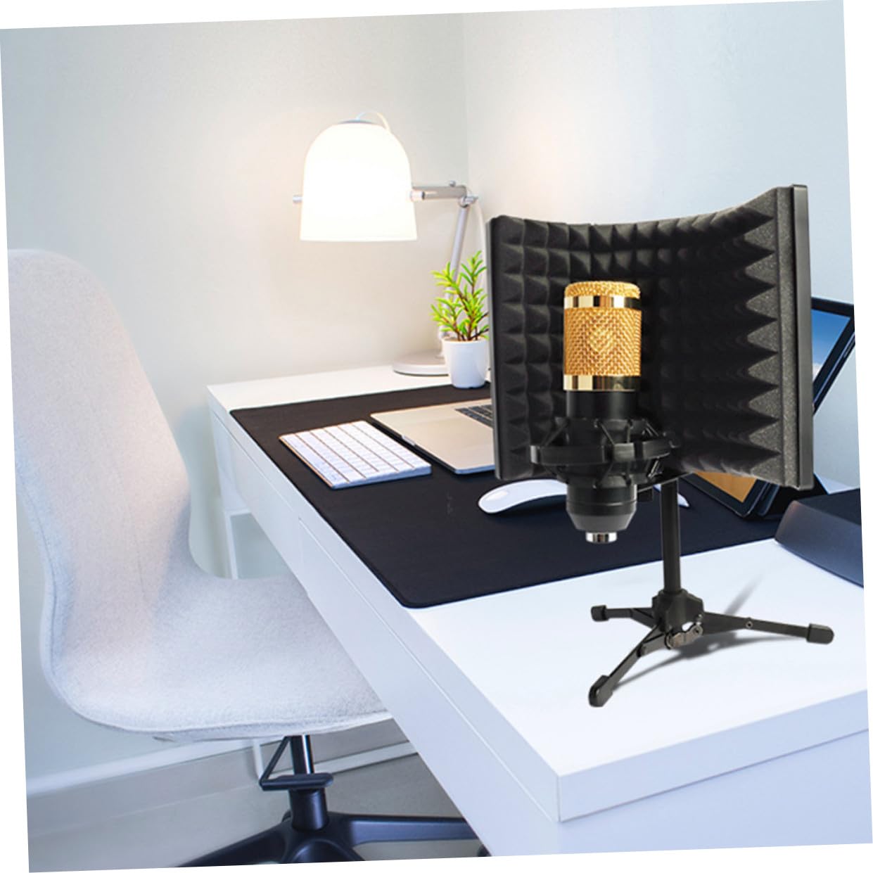 UPKOCH 1set Microfono Con Parabrezza Isolante e Supporto Da Tavolo Completo Per Registrazione Professionale e Canto Ambienti Vari Riduzione Rumore Multistrato Design Robusto Per