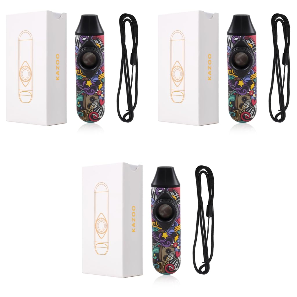 HASTHIP® Kazoo Musical Instruments for Kids and Adults Graffiti Style Fashion Tunable with 15PCS Membrane Lanyard Playing Instructions Storage Case-image-9