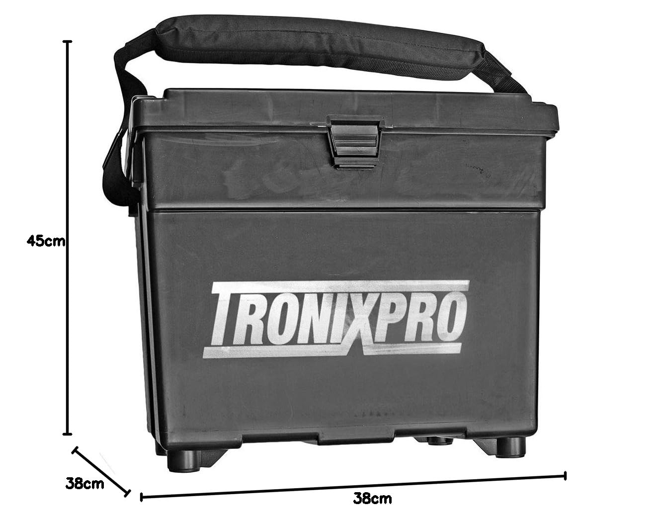 Tronixpro Strand-Sitzbox, Schwarz, Angelausrüstungsbox