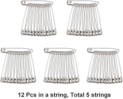 Miniatura 5 de 60 pines de seguridad grandes, duraderos, resistentes al óxido, acero niquelado tamaño 3, 1.8 pulgadas1.811 in