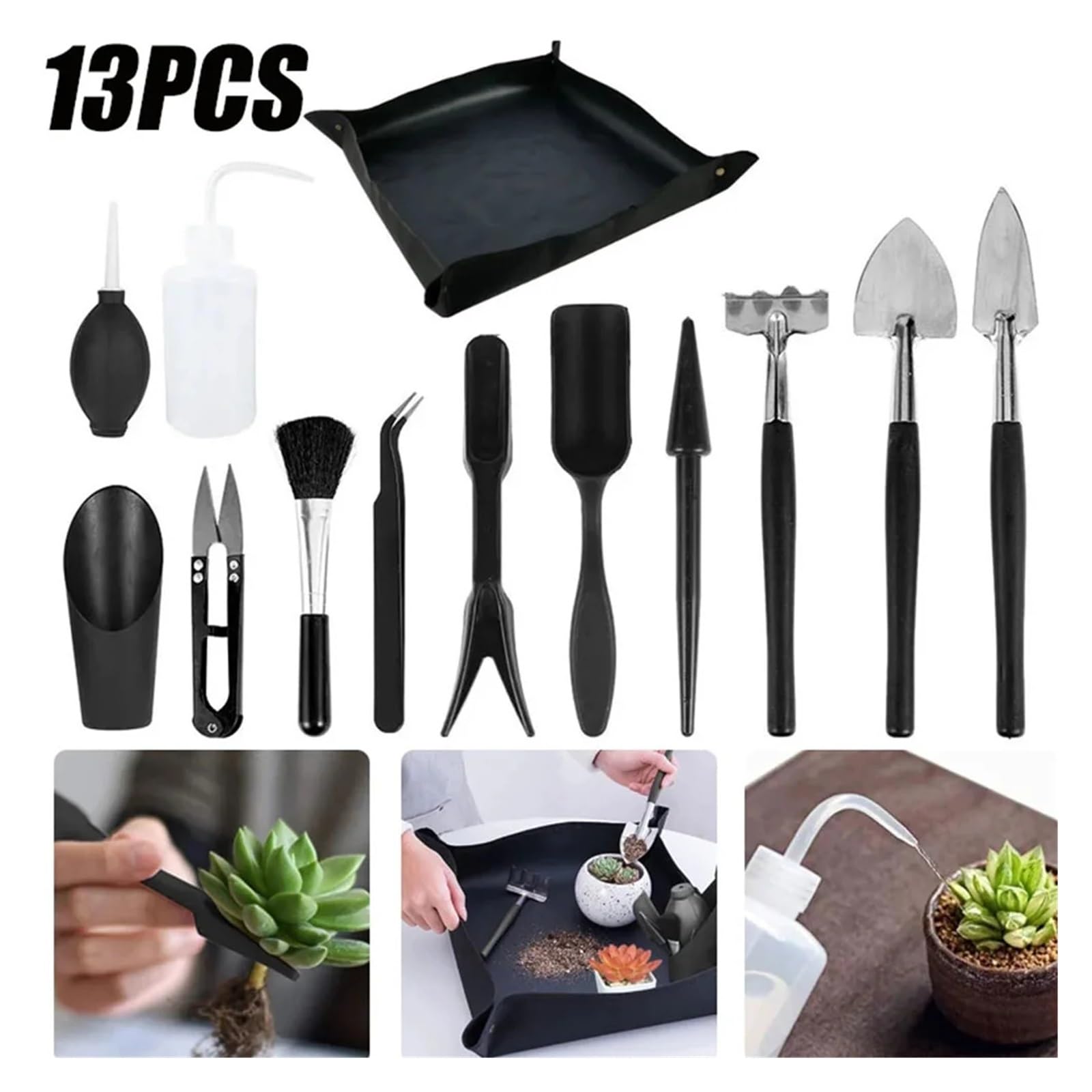 Générique Ensemble de 13 Outils for Plantes succulentes, Mini Jardin, rempotage Manuel, Fleurs Miniatures, bonsaï(13Pcs1)
