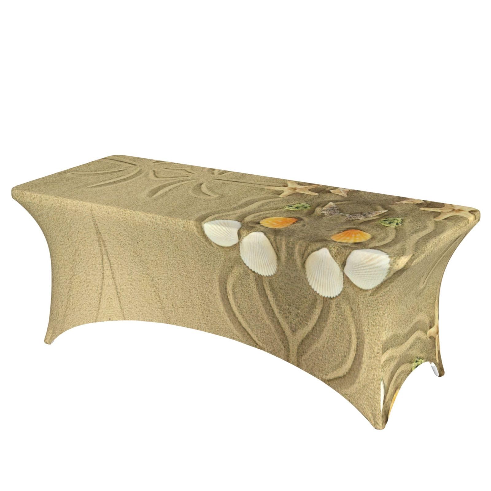 Housses de table rectangulaires extensibles EdWal en élasthanne décor étoiles de mer 1,8 m