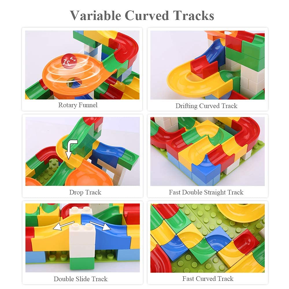 Buy TEMI 248 Pieces Marble Run Deluxe Building Set for Kids, Marble Race Track for 3+ Year Old