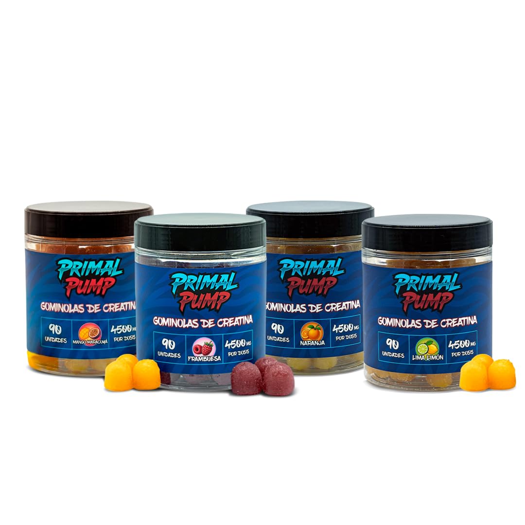 Pack 4 Sabores Frambuesa, Lima Limin, Naranja & Mango Maracuyá | Gominolas de Creatina Monohidratada 4.5g | Rendimiento, Energía, Sabor en Cada Dosis | Sin Azúcar, Vegano, Sin Gluten