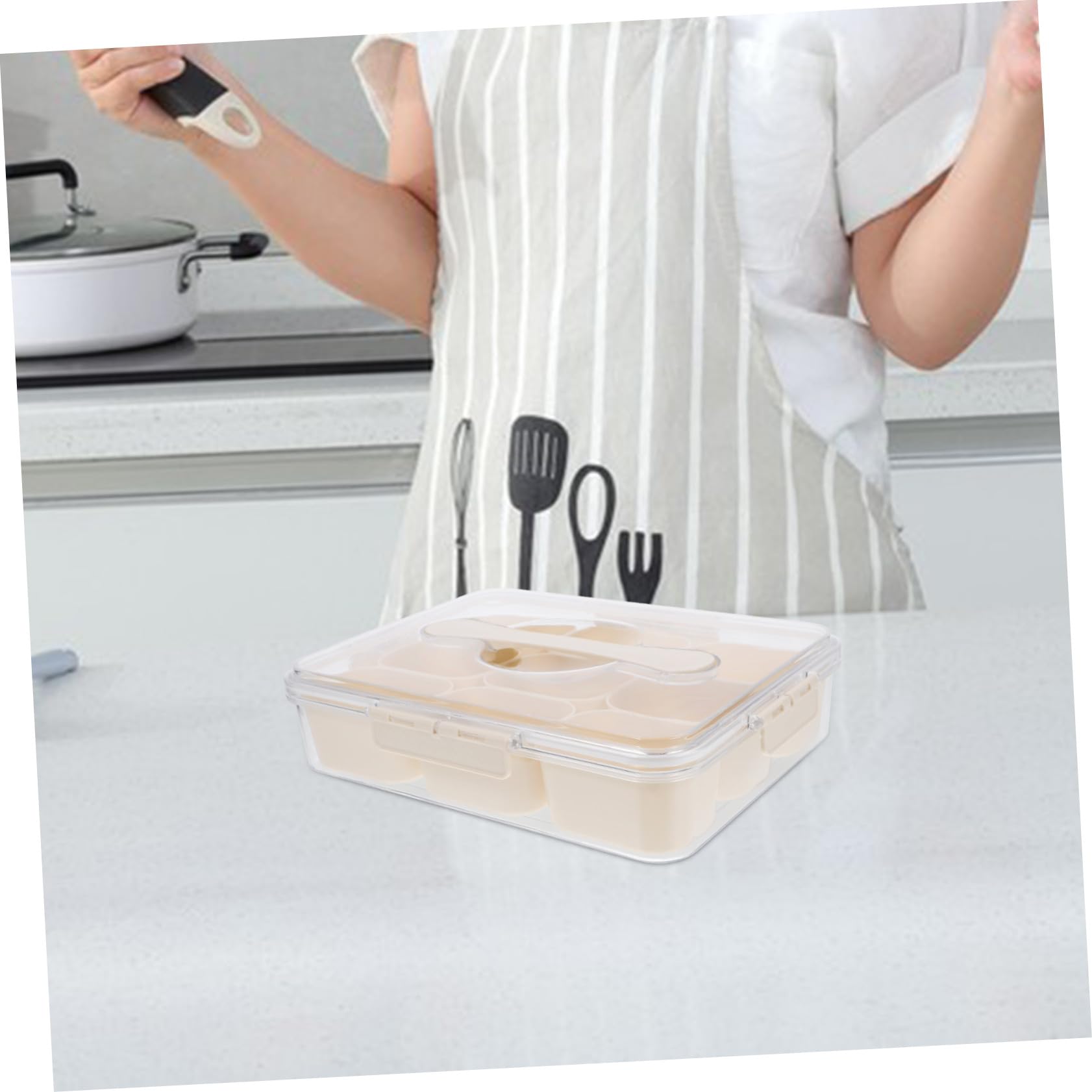 Contenitore per Alimenti Organizer per Frigorifero 9 Scomparti in Plastica Trasparente in Pet e Pp, per Conservare Frutta e Cibi Chiusura Ermetica nel Freezer