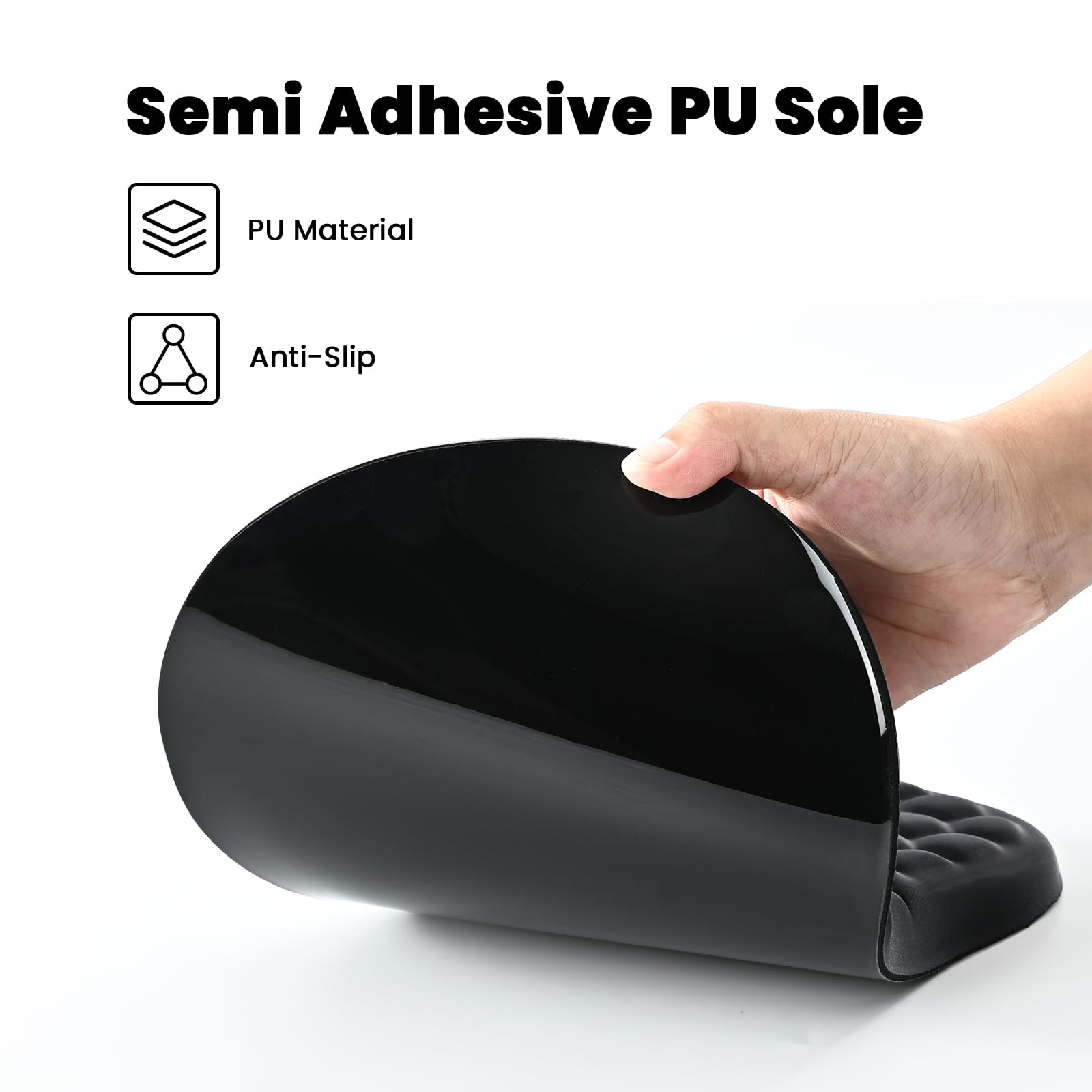 EooCoo Mouse Mat Wrist Support with Massage Design, Gaming Mouse Pad, Ergonomic Wrist Rest Pain Relief Mousepad with Smooth Lycra Surface & Non-Slip PU Base, Home Office PC Desk Accessories, Black — view 6
