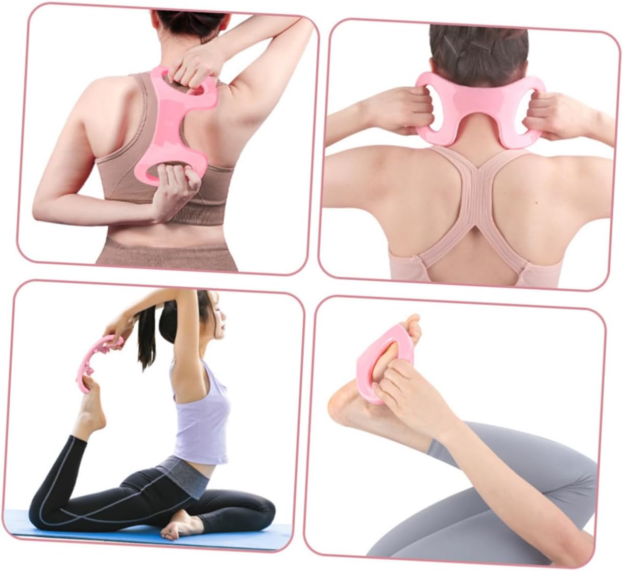 Pink Yoga Ring for Stretching and Shoulder Massage PP Fitness image 3