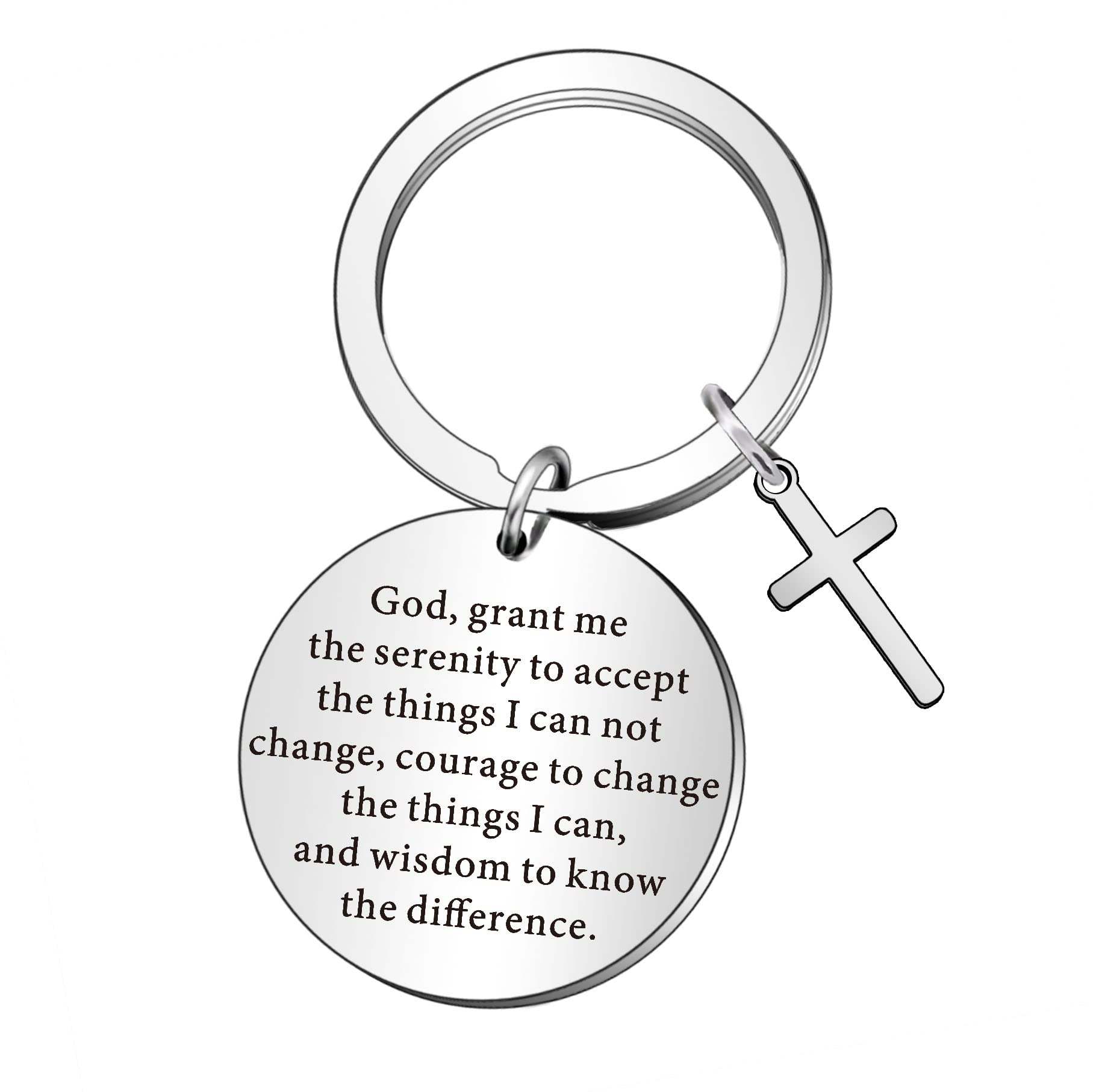 WTOPPChristian Serenity Prayer Keyring - Sobriety Recovery & Inspirational Gift for Women, Men, Teens, Boys, Girls & Birthday