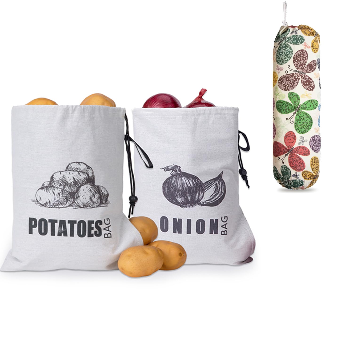 TOGETRUEPotato Onion Storage Bag, Canvas Plastic Bag Holder