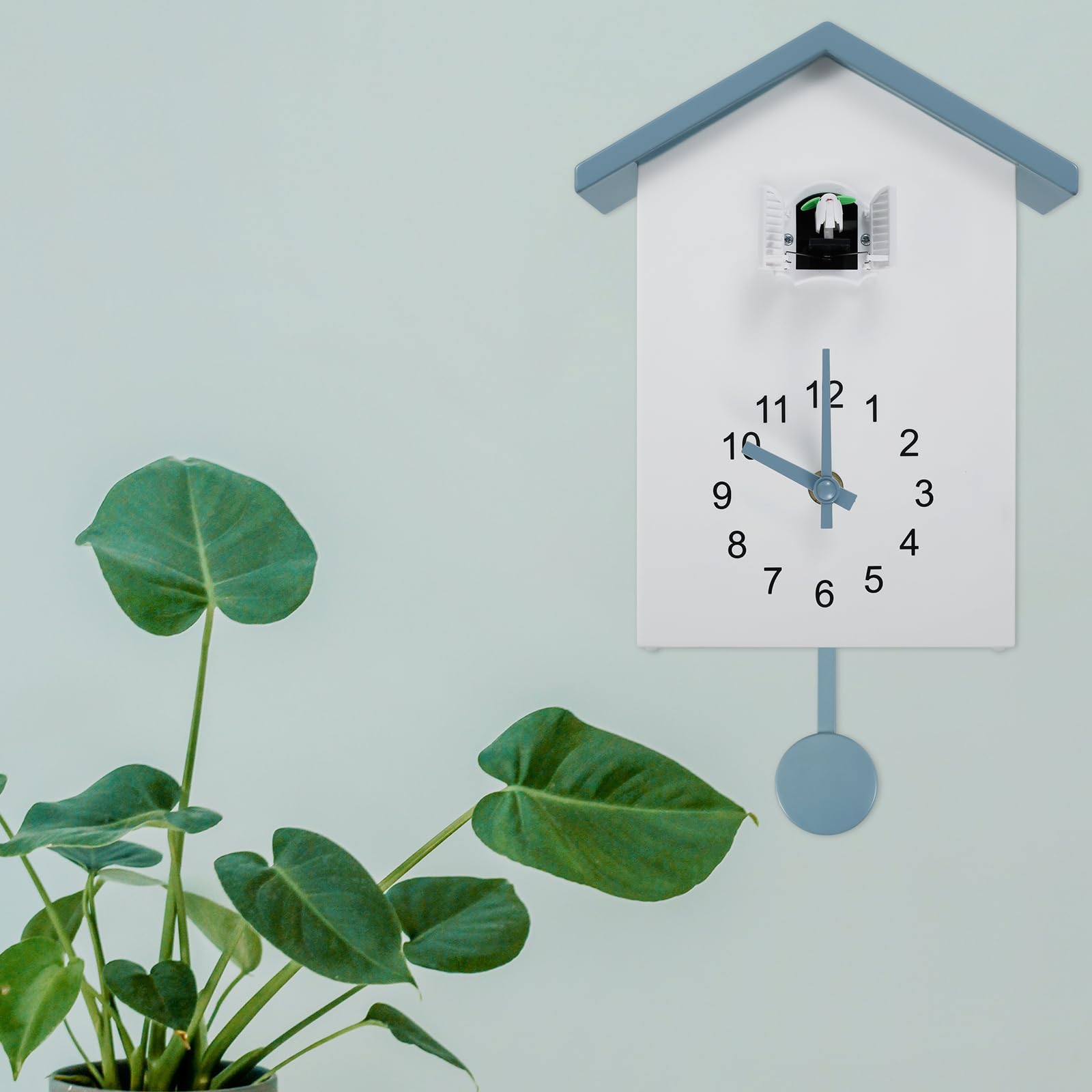 Reloj de pared con péndulo de cuco, reloj de cuco, reloj de pared con cuco, moderno, práctico alimentado por batería, decoración para dormitorio, oficina, escuela, regalo (gris)