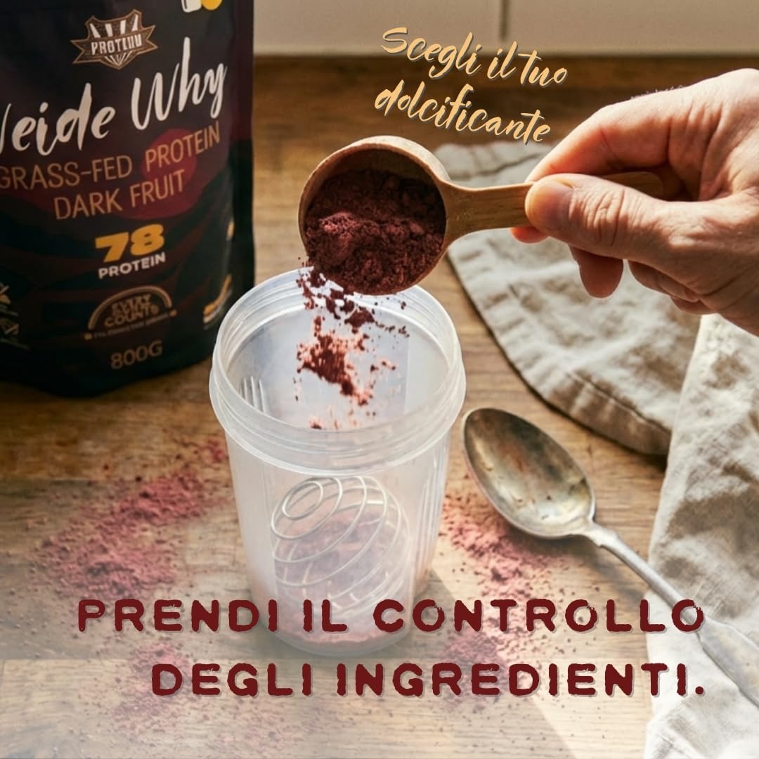 Protero Weide Whey Dark Fruit • Qualità Grass-Fed • Senza Zuccheri né Dolcificanti Aggiunti • 800g