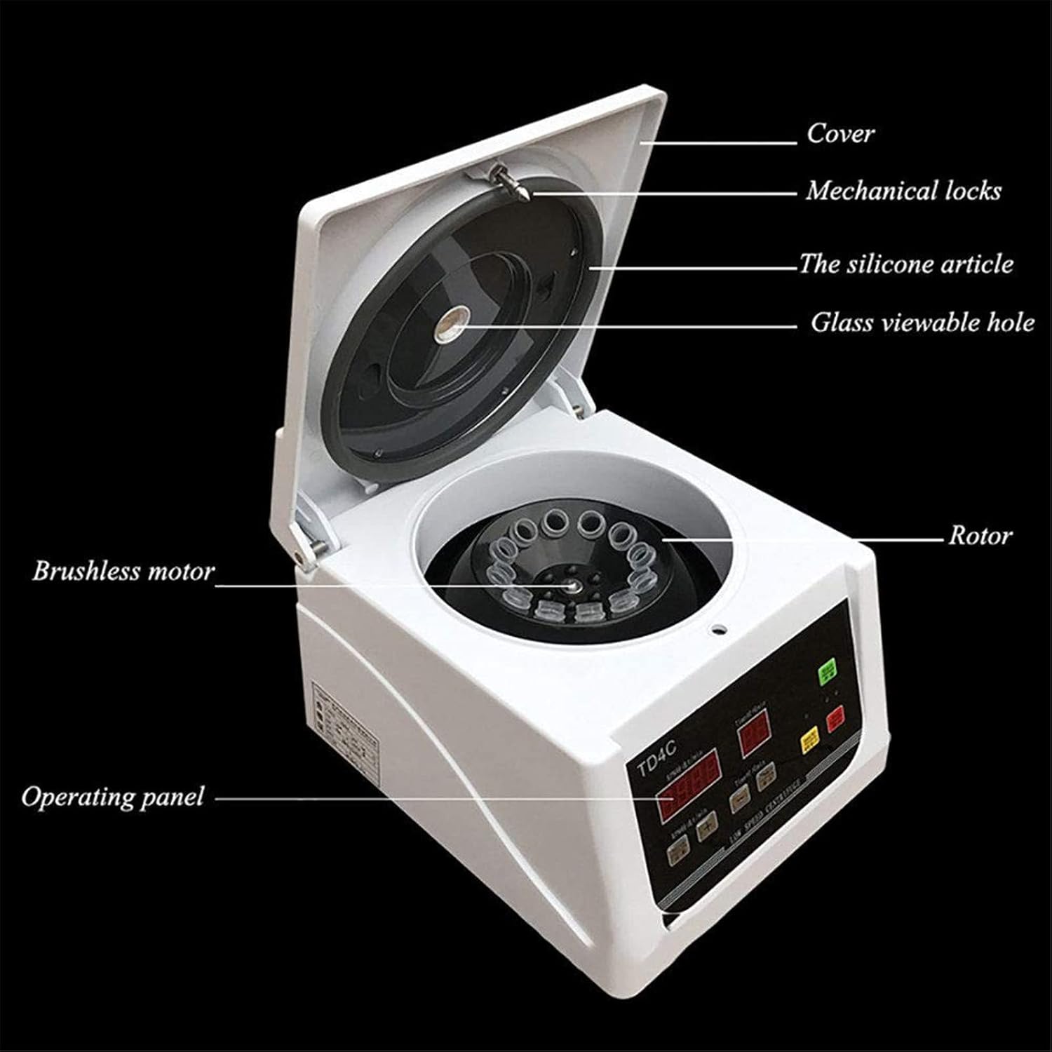 LED Centrifuge Machine with, 0-4000rpm, 0-60min Benchtop Electric Centrifuges for Lab School Scientific Research,20ml*8