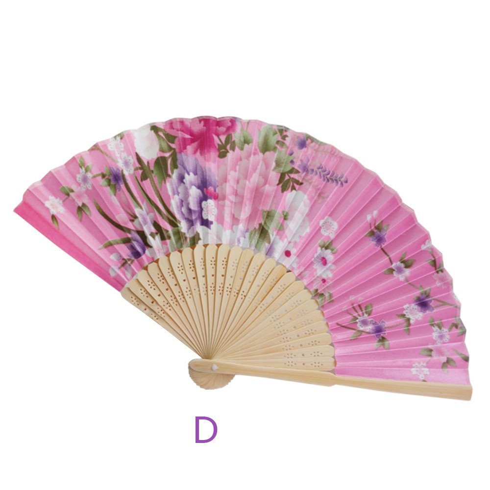 CLGIFT Faltbarer Ventilator Mit Blumenmuster – Vintage-Stil, Doppelseitig, Für Hochzeit, Party & Tanz