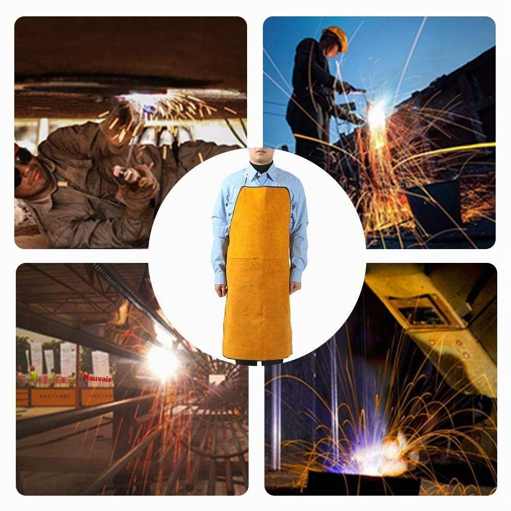 Tablier De Soudeur Tablier De Travail en Cuir pour Homme Femme, Anti-fouling Prévention Incendie pour Le Soudage Électrique La Métallurgie Usinage