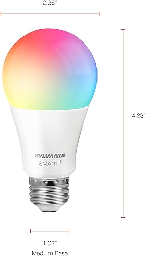 Vista 6 de SYLVANIA Wifi LED Smart Light Bulb, 60W Equivalent Full Color and Tunable White A19, Dimmable, Compatible with Alexa and Google Home Only - 4 Pack