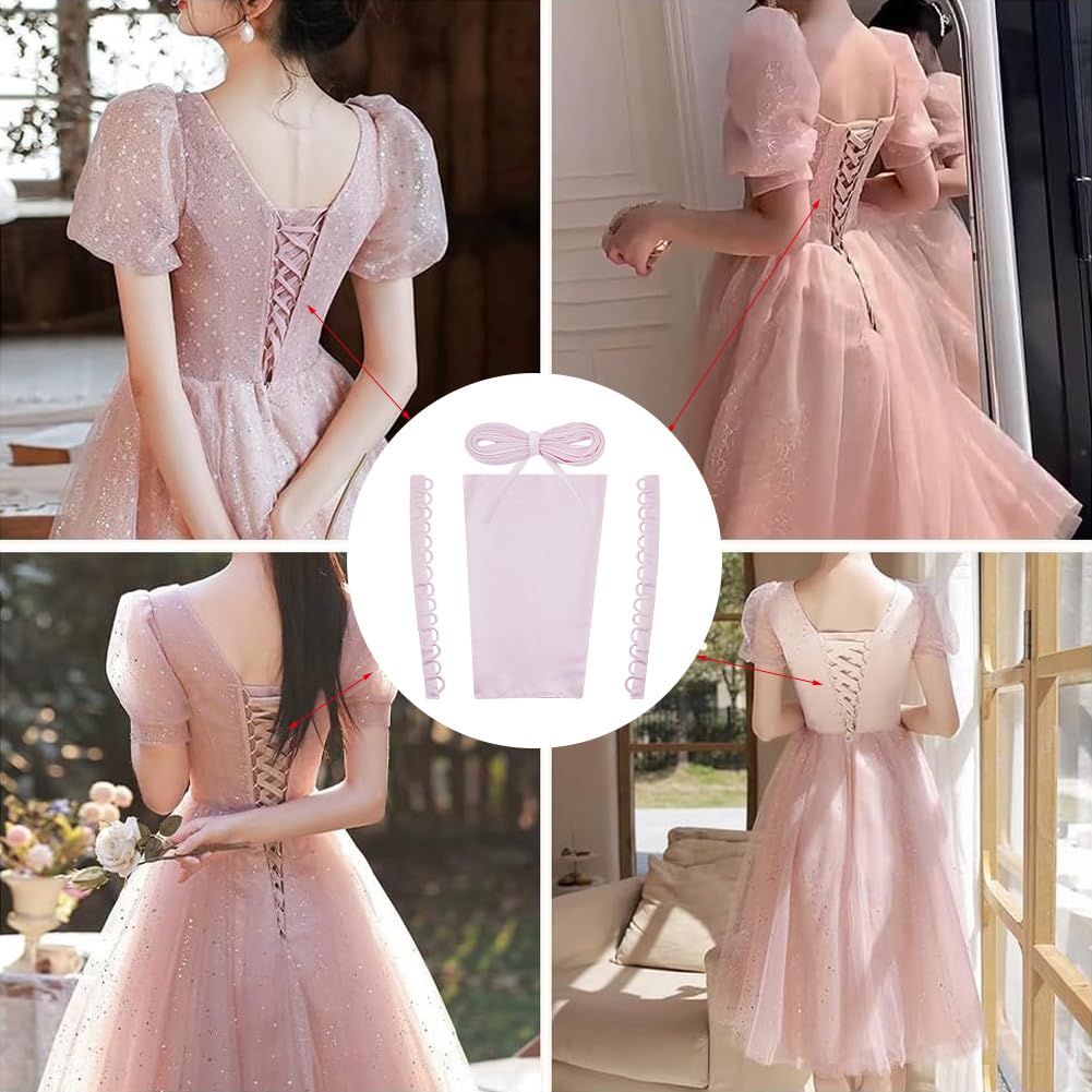 GORGECRAFT Kit 4 Pièces Corset Satin Rose - Remplacement Fermeture Éclair Robe Mariée & Soirée