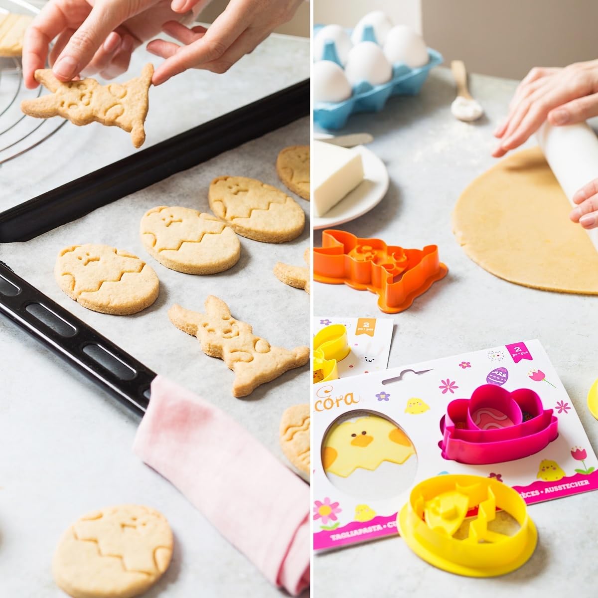 Set 2 Tagliapasta Pasqua Decora - Coniglio E Uovo Decorato In Plastica Alimentare | Per Biscotti E Pasta Di Zucchero - Foto 10