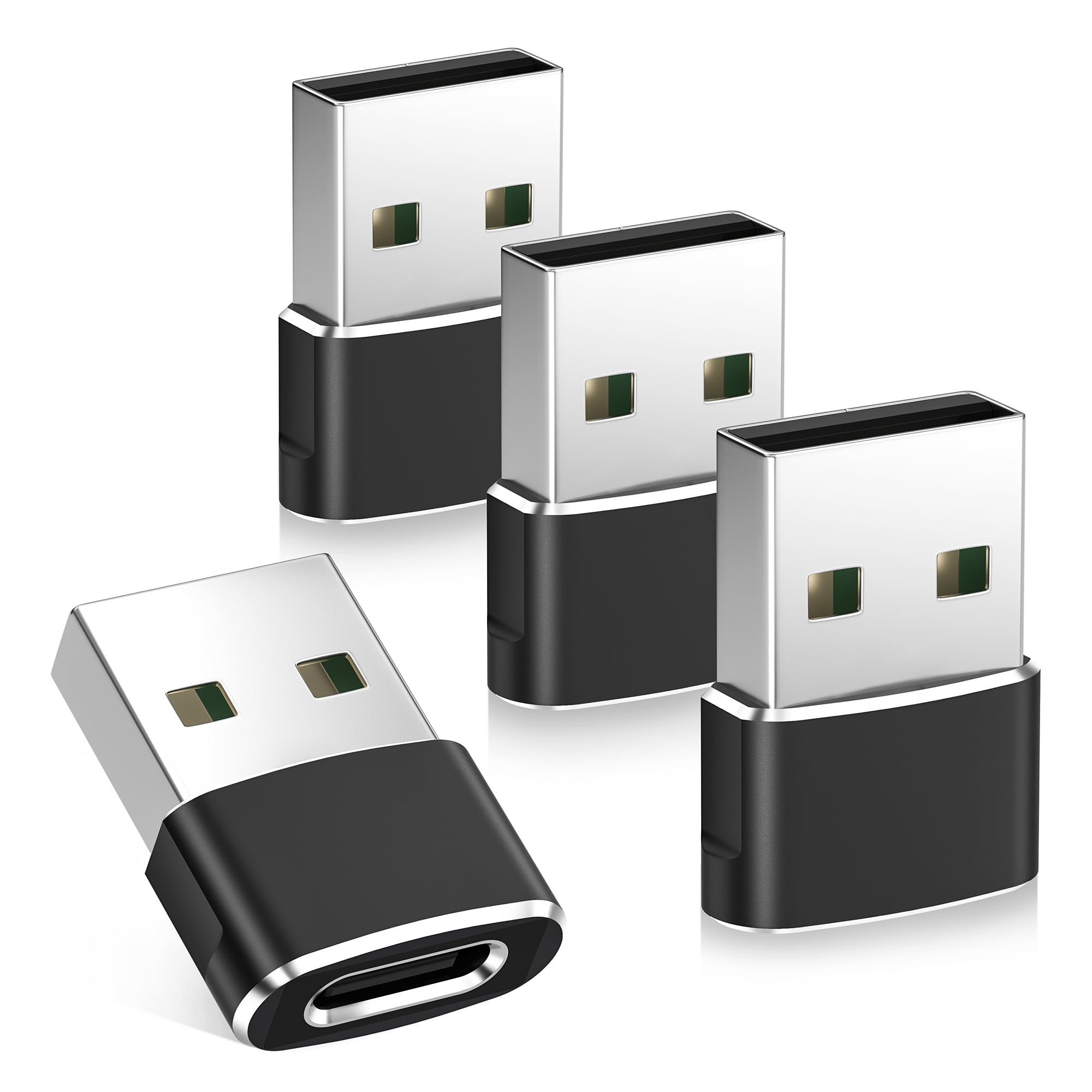 Basesailor USB C Buchse auf USB Stecker Adapter für iPhone 17 16 Pro Max 4Pack,Typ C Ladekabel Konverter für iWatch 10 9,iPhone 13 14 15 Mini Max,XR,Airpods 4,iPad Air 5,Samsung Galaxy S25 Ultra A55