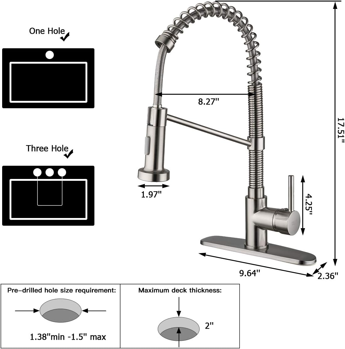Hot Deals Kitchen Sink Faucet,Spring Brass Kitchen Faucet with Pull Out Sprayer, Single Handle Kitchen faucets with Deck Plate for Commercial Laundry Bar Sinks,Nickel Exclusive Discount 50% Price Kitchen Sink Faucet,Spring Brass Kitchen Faucet with Pull Out Sprayer, Single Handle Kitchen faucets with Deck Plate for Commercial Laundry Bar Sinks,Nickel